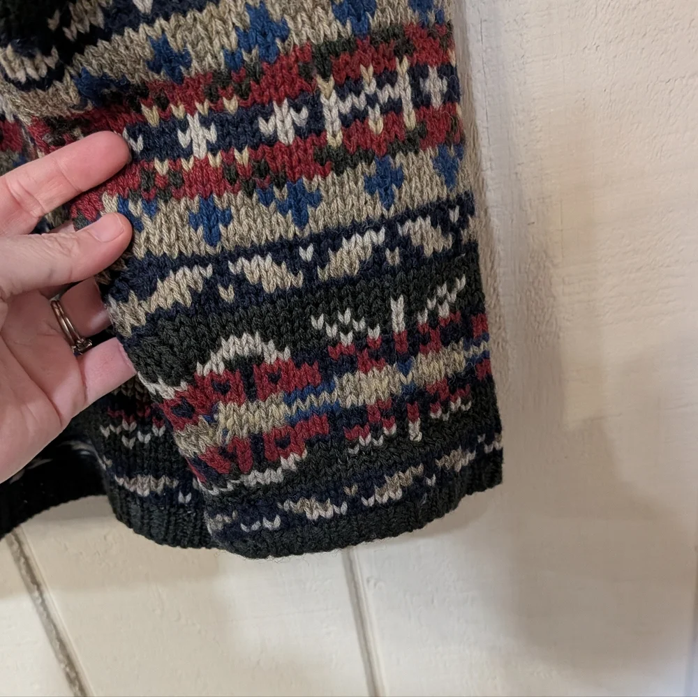 Vintage Abercrombie &Fitch Fair Isle Snowflake Wool Sweater 90s Holiday - Picture 4 of 14